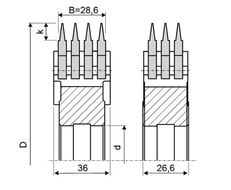 FZK12NS250-001 Frez nasadzany do złącz 250x28,6/50 z=3+3 HSS do łączenia poprzecznego, złącze 10/10x3,8 bez obcinania czoła / na maszyny bez piły do formatowania