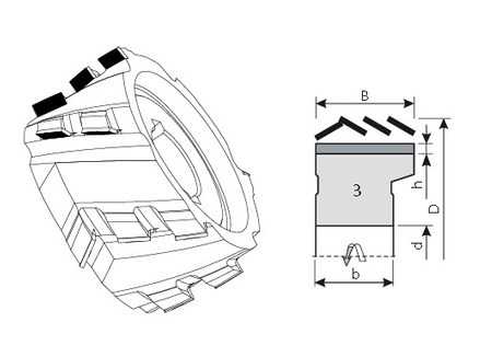 FD002.2100 Frezy nasadzane proste DIA FD-002 100 x 63 / 30 z=3+3 DP DIA=3 Prawy formatowanie