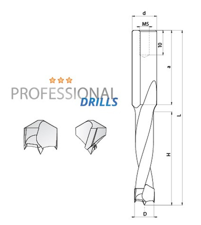 WNL01.130.10.070.038L Wiertło nieprzelotowe lutowane WNL-01 13/10x38 L=70 HM Lewy