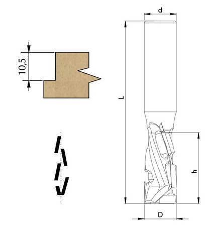 TJD007.4910 Frez trzpieniowy DIA TJD-07 10/12x35 z=1+1 DP Prawy formatowanie / wręgowanie / rozcinanie / wykonywanie rowków eco możliwość 2-3 krotnego ostrzenia