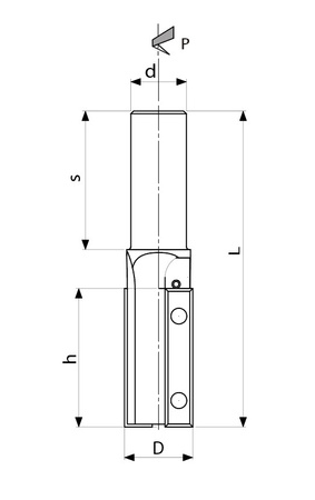 FTS.06P2045.01 Głowica trzpieniowa prosta FTS-06 20/20x49,5 L=125 z=2.0 HM Prawy formatowanie / wręgowanie wymienne noże HM