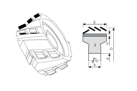 FD002.606425B.2L Frezy nasadzane proste DIA FD-002 60 x 64 / 25 z=2+2 DP DIA=3 Lewy formatowanie
