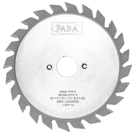 S0501010 Piła tarczowa PI-405T 125x2,8-3,6/1,0-2,2x20 z=2x12 GM y=12° Podcinak / zestaw z regulacją do rowków / regulowana szerokosć przekładkami