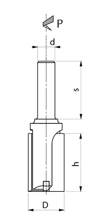 TW.01-2.21/001 Frez trzpieniowy prosty TW-01-2 20/12x30 L=65 z=2.0 HM Prawy formatowanie / wręgowanie lutowane ostrza HM
