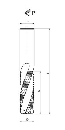 THM.05.02/024 Frez spiralny prosty HM monolit THM-05 14/14x55 L=110 z=3 HM Prawy formatowanie / wręgowanie / wykonywanie rowków obróbka wstępna / zgrubna