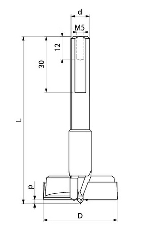 W0100009 Wiertło puszkowe TW-301 25/10x L=57 HM Prawy drewna twardego;drewna klejonego;sklejki;płyt wiórowych;laminatów;płyt OSB;płyt LDF;MDF