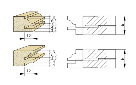 FP1200W140P001 Zestaw frezów profilowych 140/30 z=4.0 HM drzwiczki meblowe
